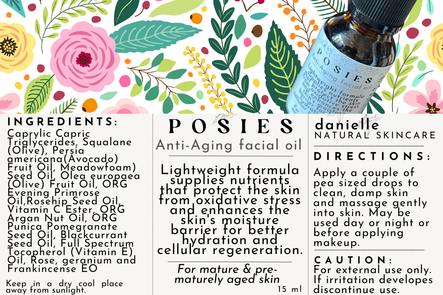 Posies Anti-Aging Facial Oil - Danielle Natural Skincare